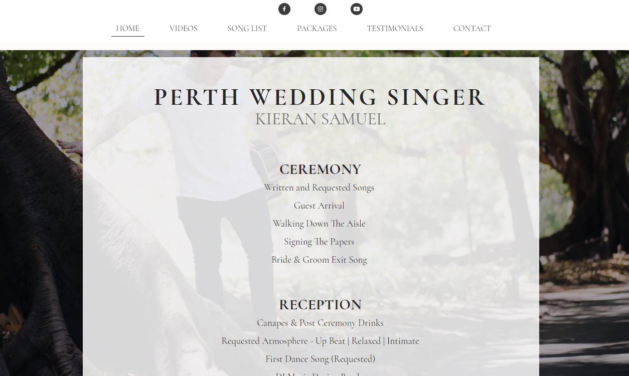 kieran samuel music wedding singers and bands in perth