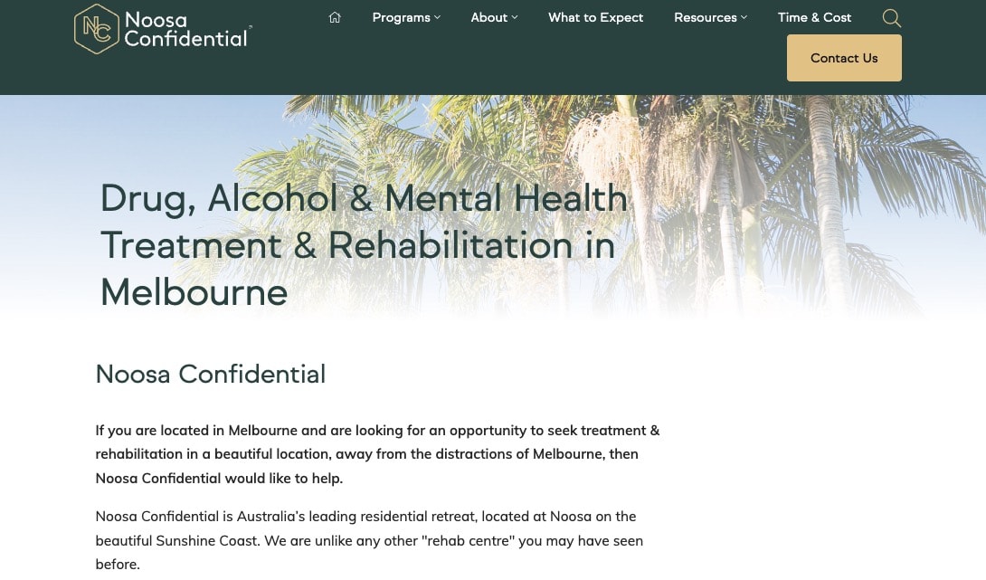 noosa confidential drug & alcohol rehab treatment clinic melbourne